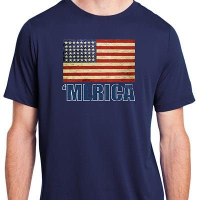 Vintage Merica Flag Adult ChromaSoft Performance T-Shirt