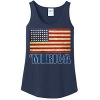 Vintage Merica Flag Ladies Essential Tank