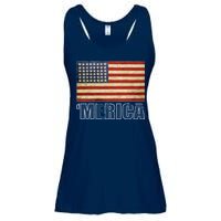 Vintage Merica Flag Ladies Essential Flowy Tank