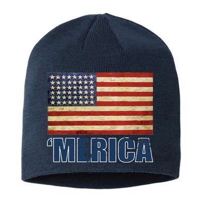 Vintage Merica Flag Sustainable Beanie