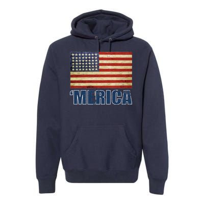 Vintage Merica Flag Premium Hoodie