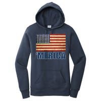 Vintage Merica Flag Women's Pullover Hoodie