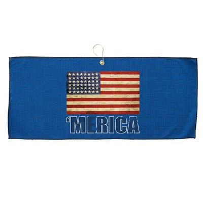 Vintage Merica Flag Large Microfiber Waffle Golf Towel