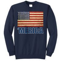 Vintage Merica Flag Tall Sweatshirt