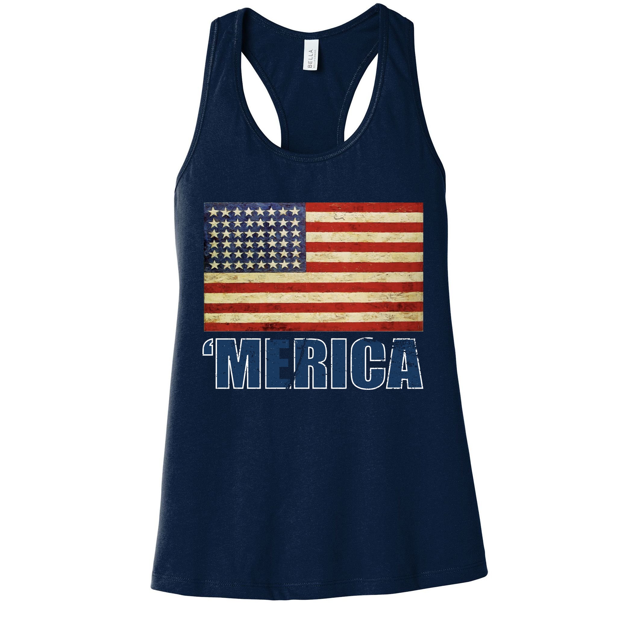 Vintage Merica Flag Womens Tank Top