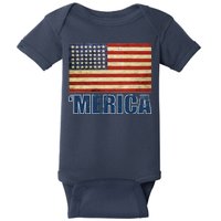 Vintage Merica Flag Baby Bodysuit