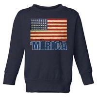 Vintage Merica Flag Toddler Sweatshirt