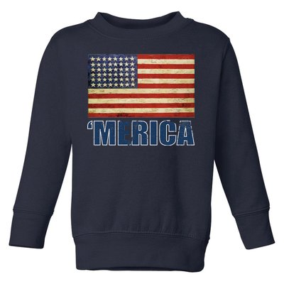 Vintage Merica Flag Toddler Sweatshirt