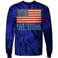 Vintage Merica Flag Tie-Dye Long Sleeve Shirt