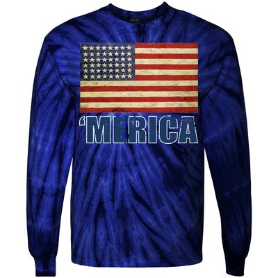 Vintage Merica Flag Tie-Dye Long Sleeve Shirt