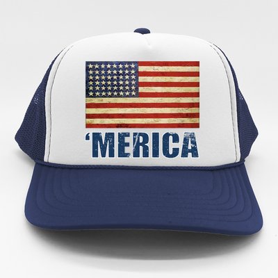 Vintage Merica Flag Trucker Hat