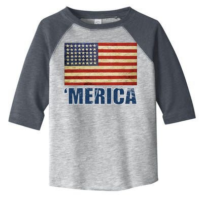 Vintage Merica Flag Toddler Fine Jersey T-Shirt