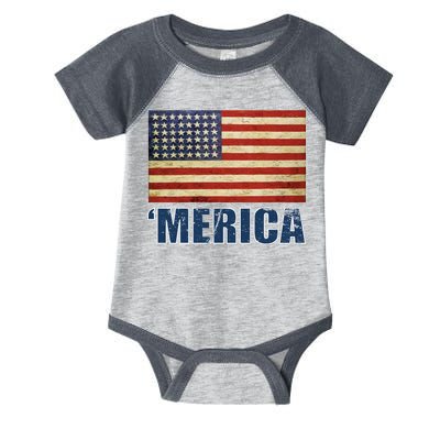 Vintage Merica Flag Infant Baby Jersey Bodysuit