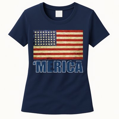Vintage Merica Flag Womens T-Shirt