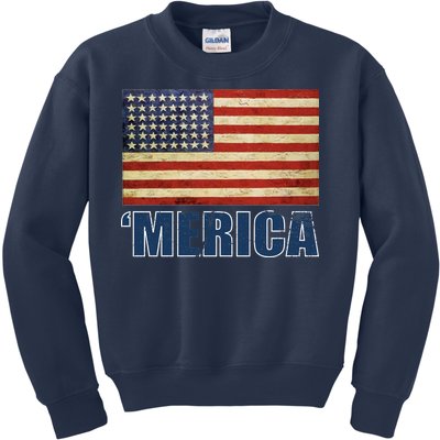 Vintage Merica Flag Kids Sweatshirt