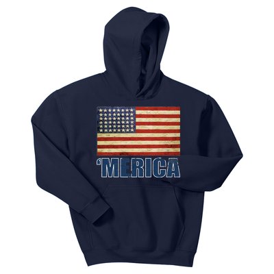 Vintage Merica Flag Kids Hoodie