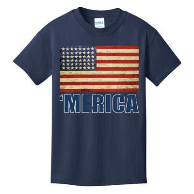 Vintage Merica Flag Kids T-Shirt