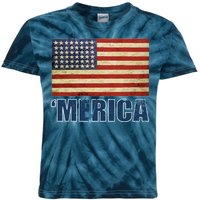 Vintage Merica Flag Kids Tie-Dye T-Shirt