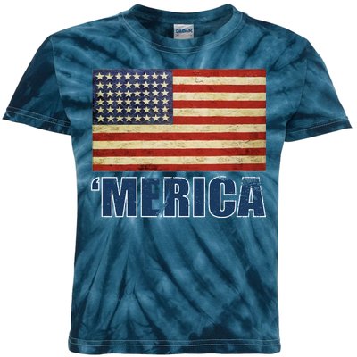 Vintage Merica Flag Kids Tie-Dye T-Shirt