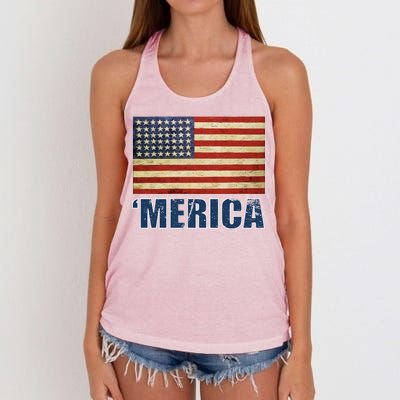 Vintage Merica Flag Women's Knotted Racerback Tank