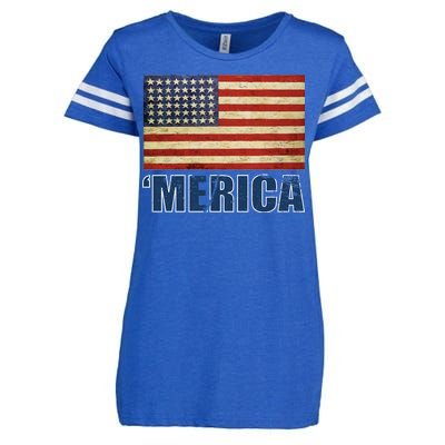 Vintage Merica Flag Enza Ladies Jersey Football T-Shirt