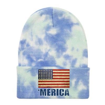 Vintage Merica Flag Tie Dye 12in Knit Beanie