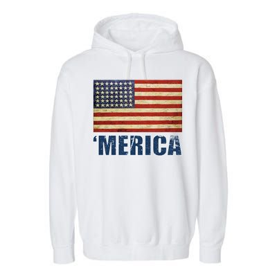 Vintage Merica Flag Garment-Dyed Fleece Hoodie