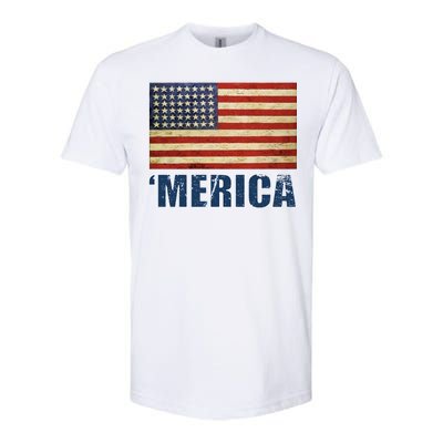 Vintage Merica Flag Softstyle CVC T-Shirt