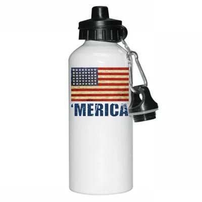 Vintage Merica Flag Aluminum Water Bottle