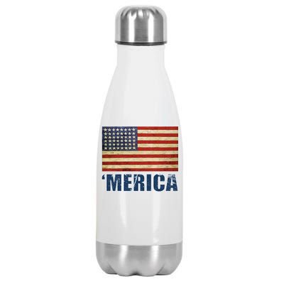 Vintage Merica Flag Stainless Steel Insulated Water Bottle