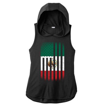 Vintage Mexican Flag Ladies PosiCharge Tri-Blend Wicking Draft Hoodie Tank