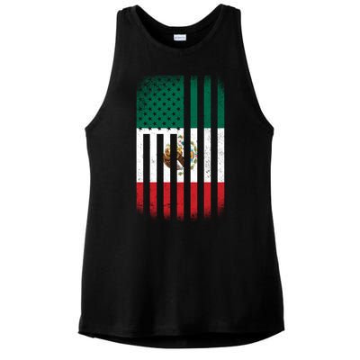 Vintage Mexican Flag Ladies PosiCharge Tri-Blend Wicking Tank