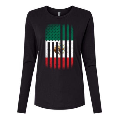 Vintage Mexican Flag Womens Cotton Relaxed Long Sleeve T-Shirt