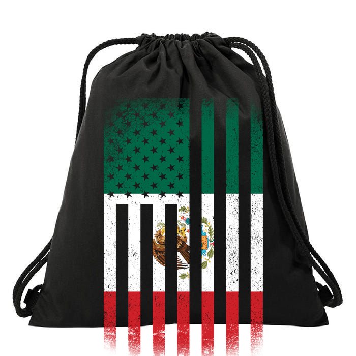 Vintage Mexican Flag Drawstring Bag