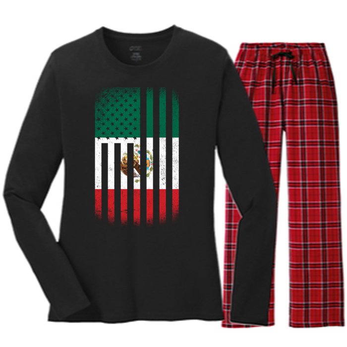 Vintage Mexican Flag Women's Long Sleeve Flannel Pajama Set 