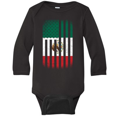 Vintage Mexican Flag Baby Long Sleeve Bodysuit