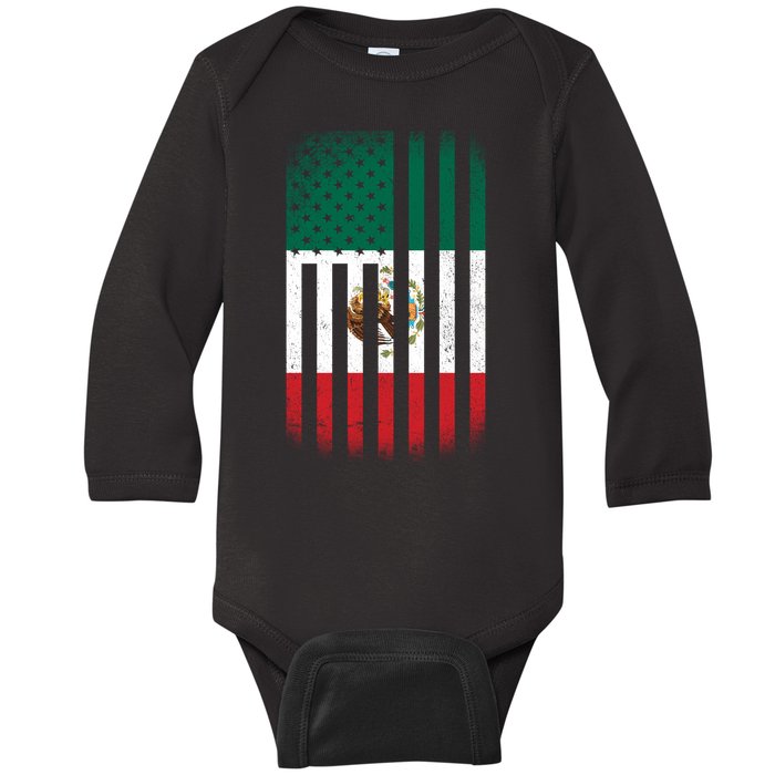 Vintage Mexican Flag Baby Long Sleeve Bodysuit