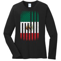 Vintage Mexican Flag Ladies Long Sleeve Shirt