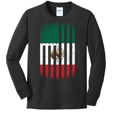 Vintage Mexican Flag Kids Long Sleeve Shirt