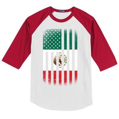 Vintage Mexican Flag Kids Colorblock Raglan Jersey