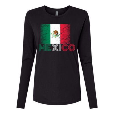 Vintage Mexico Distress Logo Flag Womens Cotton Relaxed Long Sleeve T-Shirt