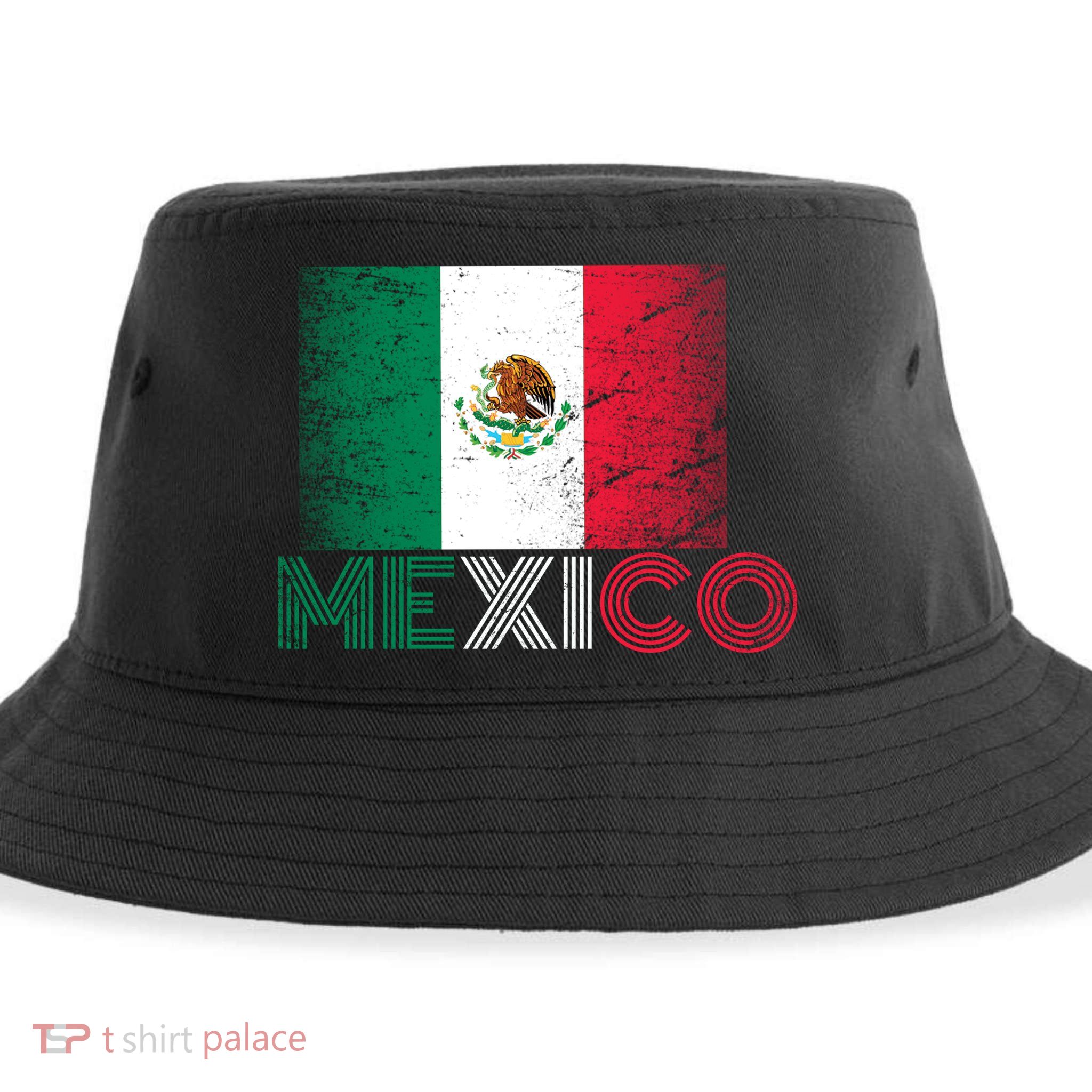 Vintage Mexico Distress Logo Flag Sustainable Bucket Hat