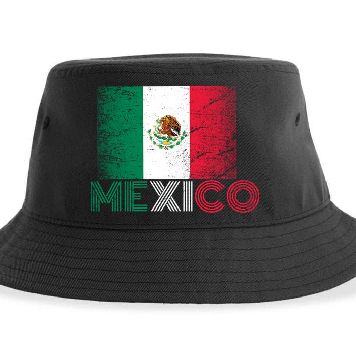 Vintage Mexico Distress Logo Flag Sustainable Bucket Hat