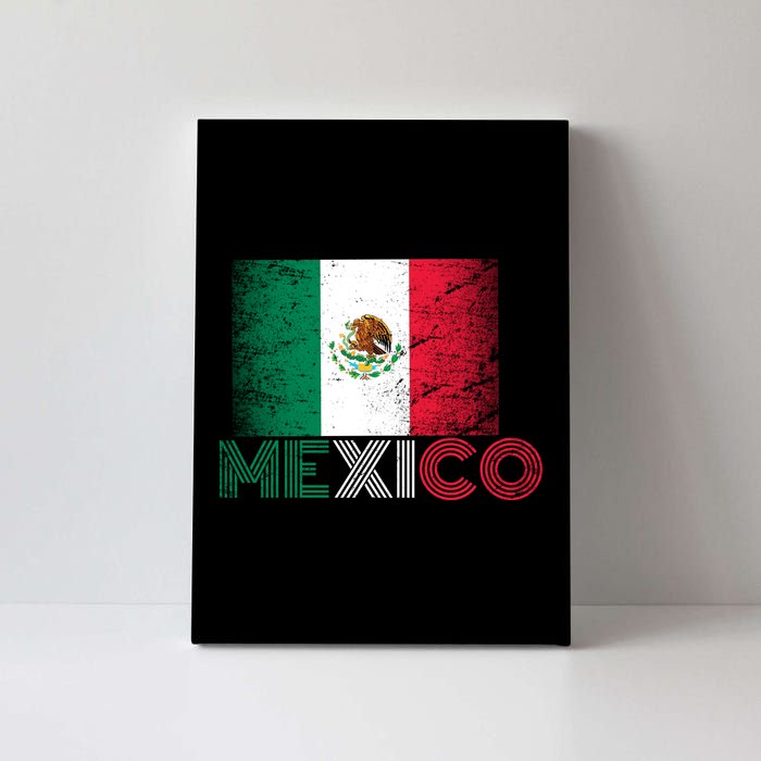 Vintage Mexico Distress Logo Flag Canvas