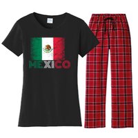 Vintage Mexico Distress Logo Flag Women's Flannel Pajama Set