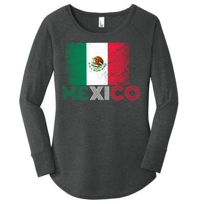 Vintage Mexico Distress Logo Flag Women's Perfect Tri Tunic Long Sleeve Shirt