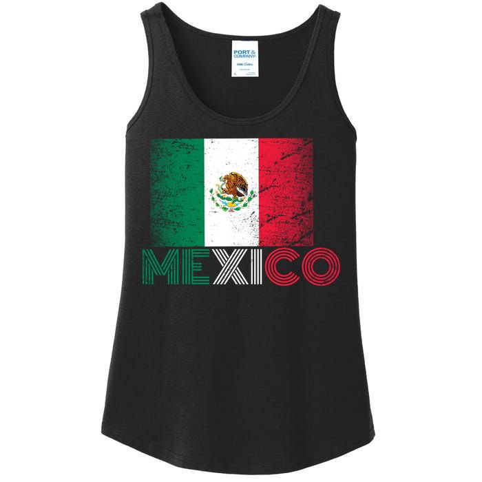 Vintage Mexico Distress Logo Flag Ladies Essential Tank