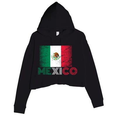 Vintage Mexico Distress Logo Flag Crop Fleece Hoodie