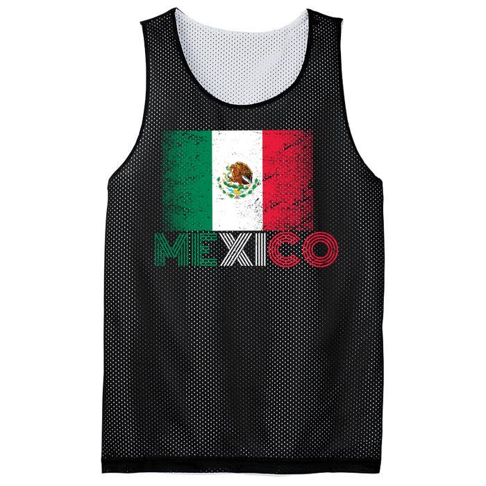 Vintage Mexico Distress Logo Flag Mesh Reversible Basketball Jersey Tank