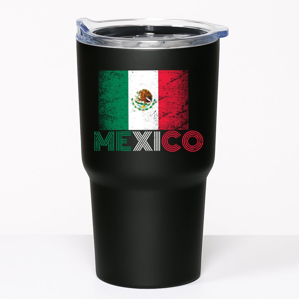 Vintage Mexico Distress Logo Flag Tumbler